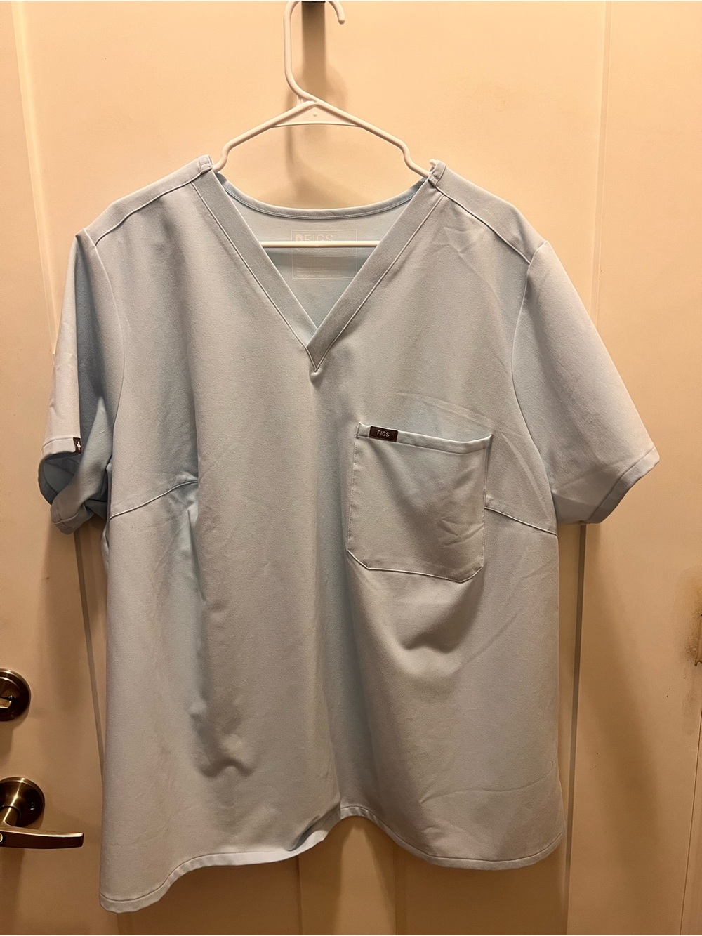 Figs Light Blue V-Neck Short Sleeve Scrub Top